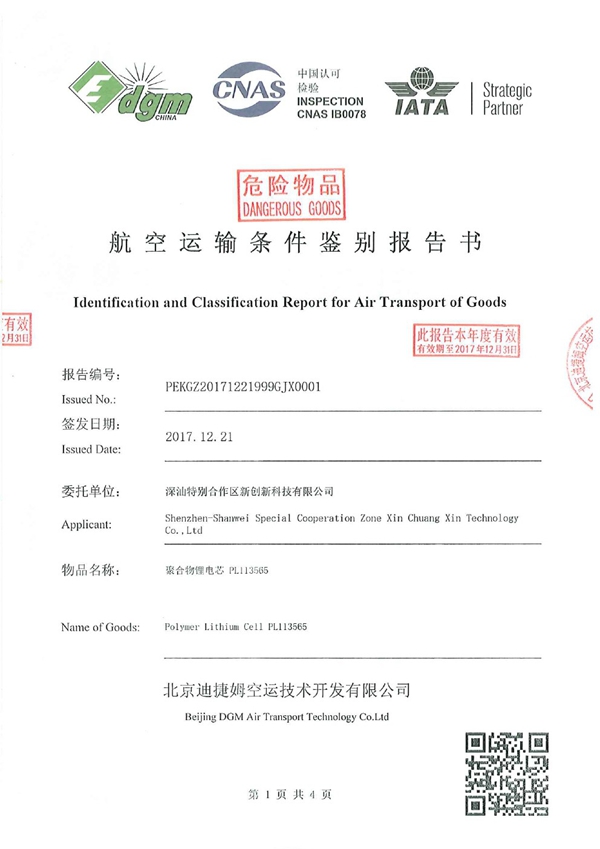 航空运输鉴定书
